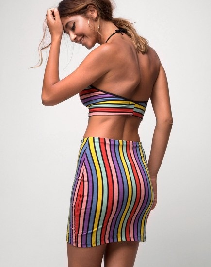 Rainbow Stripes Mini Φούστες Bodycon