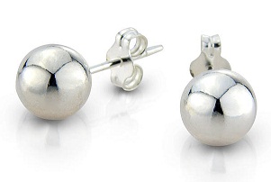 Sterling hopea 8mm pallo korvakorut