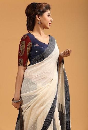 Handloom Sarees με μπλούζα Καλαμκάρι