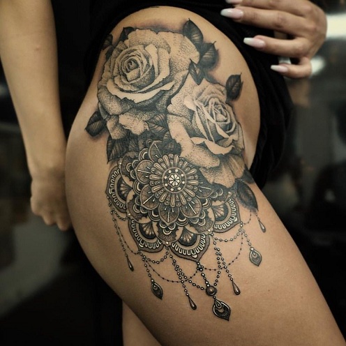 Mandala ruusu tatuointi