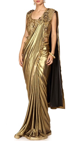 Χρυσό έτοιμο να φορέσει Saree