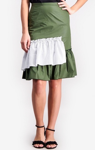Πράσινη φούστα με γόνατο με μήκος γόνατος