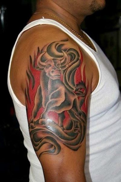 Bull Tattoo Design on Arm