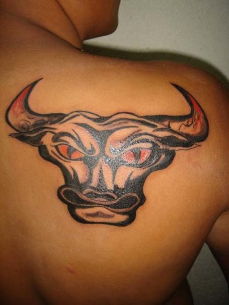 Bull Head Tattoo Design on Shoulder