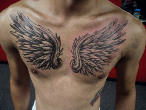 Σχέδια τατουάζ στήθους Guardian Angel για άνδρες
