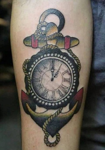 Anchor Clock Tattoo