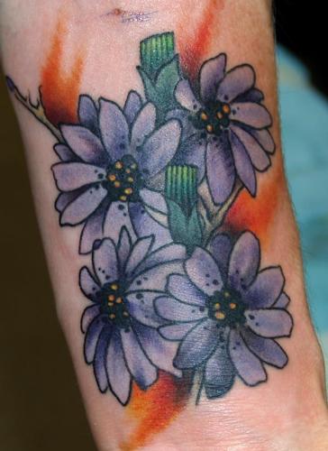 Purple Cluster of Daisy Tattoo
