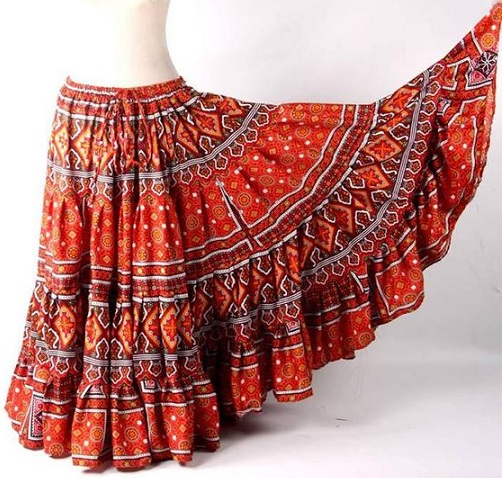Orange Tribal Gypsy Φούστα