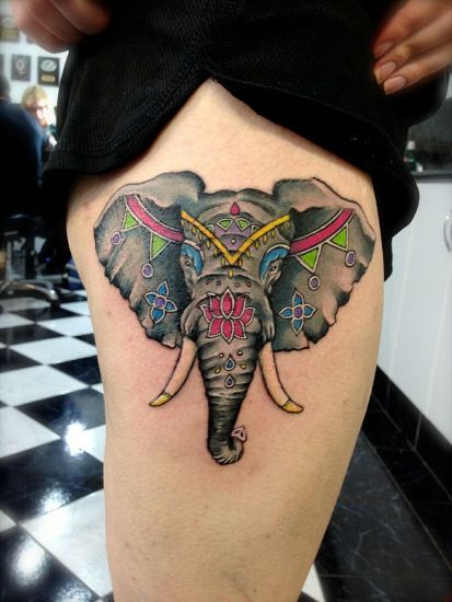 Σχέδιο τατουάζ κεφαλιού ελέφαντα
