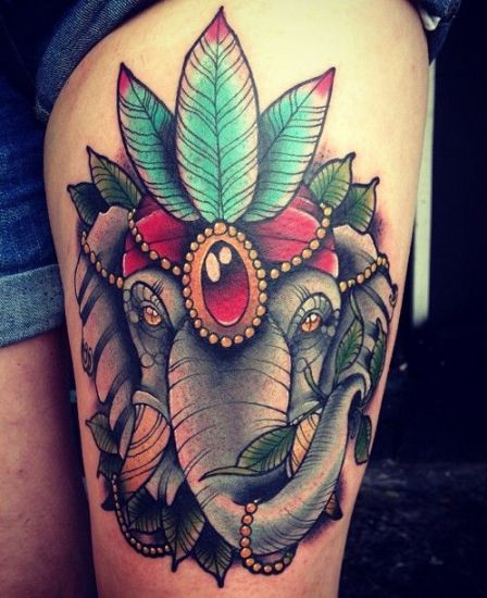Παραδοσιακά τατουάζ ελέφαντα
