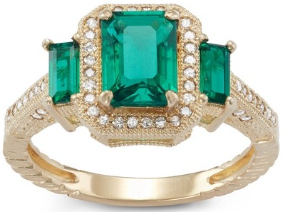 1/4 ct TDW Diamond Emerald -suunnittelijasormus