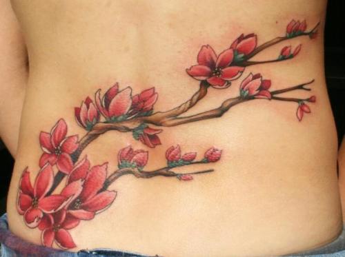 Cherry Blossom Flower Tattoo selässä
