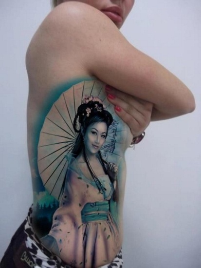 Sober Blue Geisha Tattoo Art