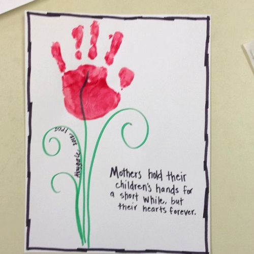 Käsinpainettu äitienpäiväkortti