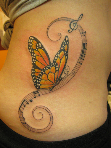 Μουσικό Σημείωμα Πεταλούδα Τατουάζ