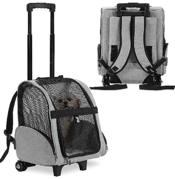 KOPEKS Deluxe Backpack Pet Travel Carrier με Διπλούς Τροχούς