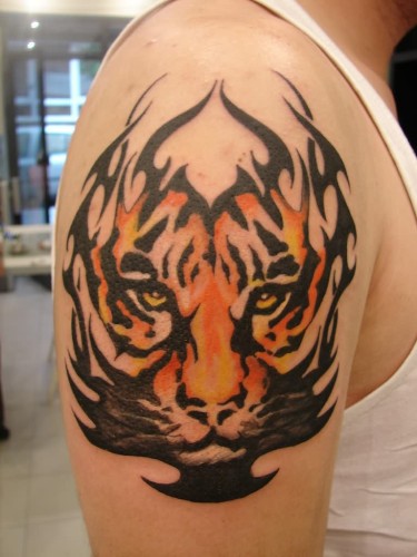 Tiger Tattoo Designs on Shoulder for Men