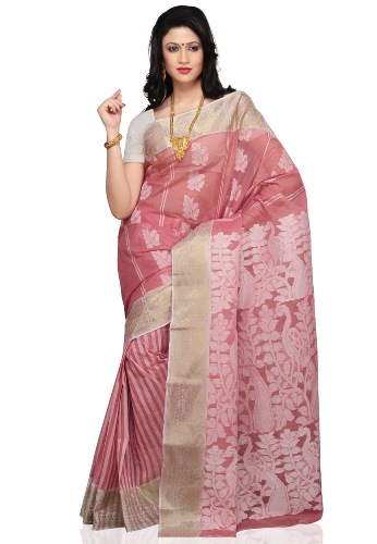 Tant Sarees -Pink And White Pastel Tant 5