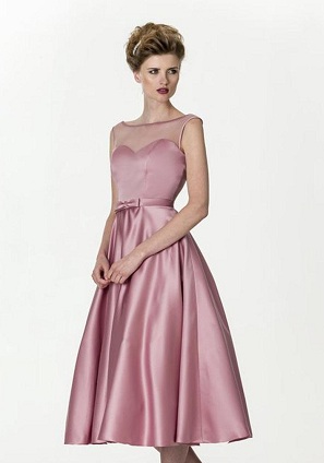 Ροζ σατέν πάρτι φόρεμα φόρεμα