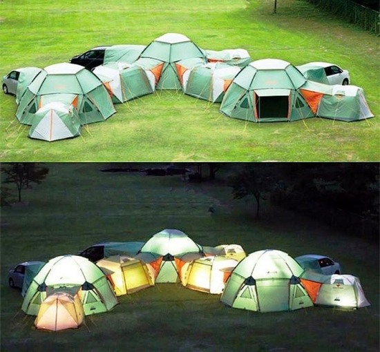 Modulärt tält campingplats