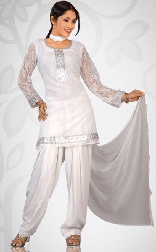 Palatsityylinen hopeinen Salwar -puku