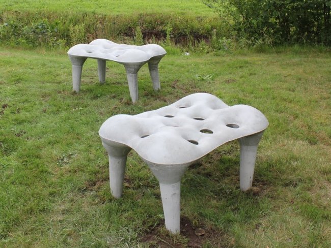Designer betongmöbler bänk trädgård tejo remy rene veenhuizen