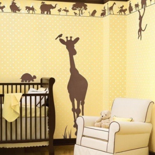 baby rum safari dekor giraff silhuett