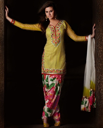 Κοντό Floral Print Κοστούμι Salwar