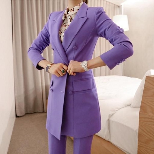 Long Purple Blazer Naiset
