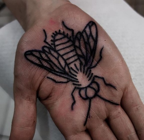 Τατουάζ εντόμων στην παλάμη