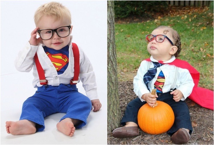Barndräkt-superman-skjorta-hängslen-glasögon