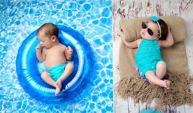 Baby kostym photoshoot sommar baddräkt tjej pojke