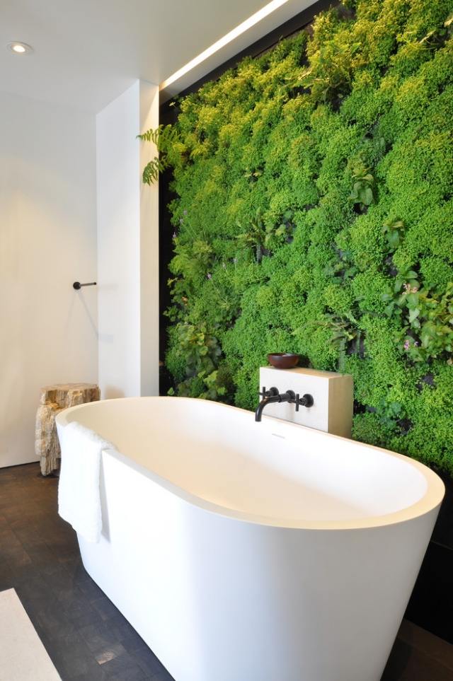 Trender 2014 för badrummet trädgård grönt väggbadkar