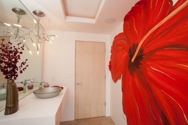 Trender 2014 för badrums blommig väggdekoration röd blomma