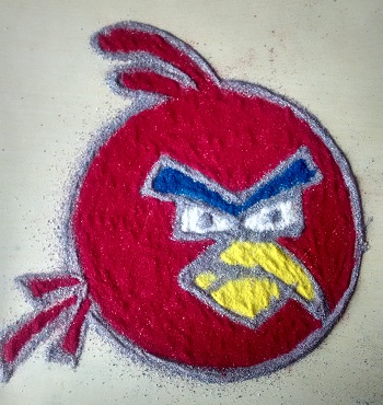 Angry Bird Easy Cartoon Rangoli για παιδιά