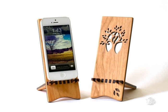 Smartphone-surfplatta-stativ-trä-utskärningar-dekorativa-hem-tillbehör