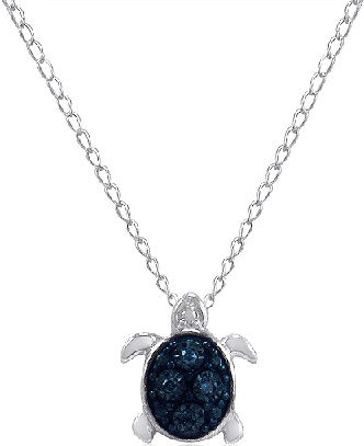 Tiny Turtle Blue Diamond κρεμαστό κόσμημα