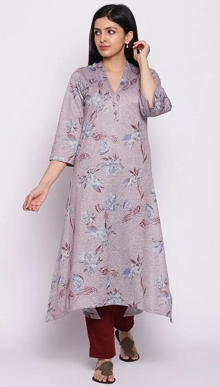 Woolen Floral Kurti By Biba