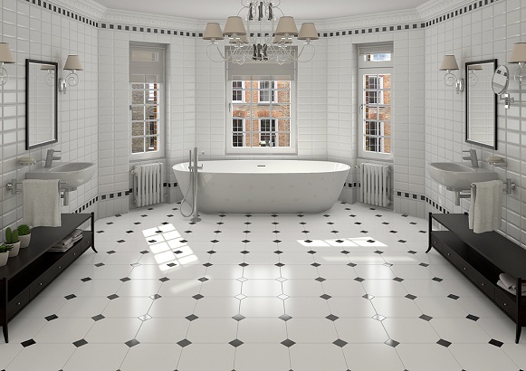 Klassinen kylpyhuoneen lattialaatta