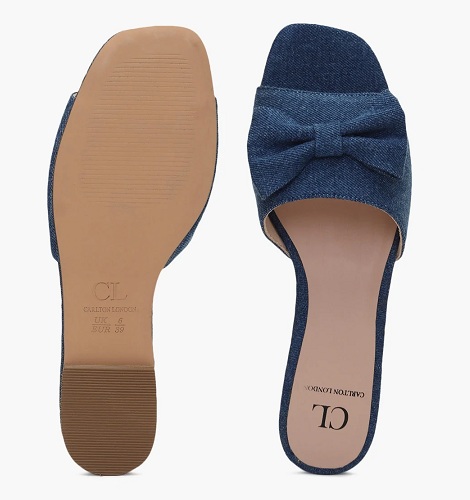 Peep Toe Flat Sandals με Bow Design