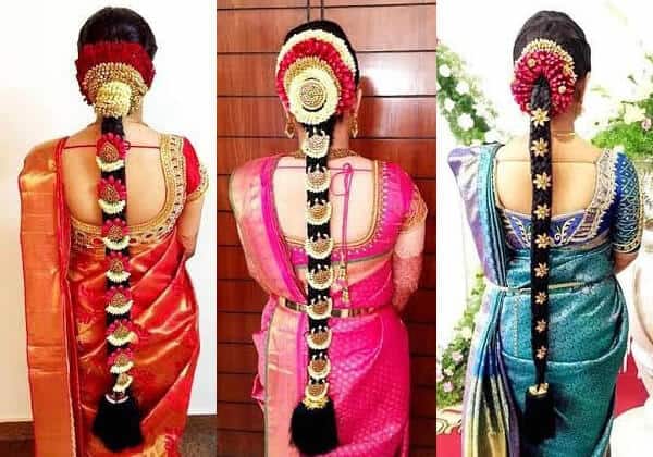 Νότια Ινδικά χτενίσματα με πλεκτές γάμους