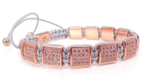 Micro Pave Platinum-Rose Gold-Diamond βραχιόλι για γυναίκες