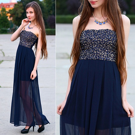 Navy Blue Sequin φόρεμα