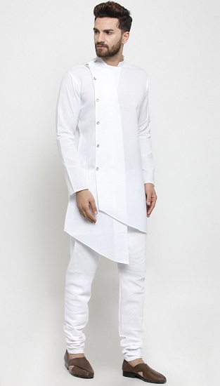 Pellava tavallinen valkoinen Kurta -pyjama