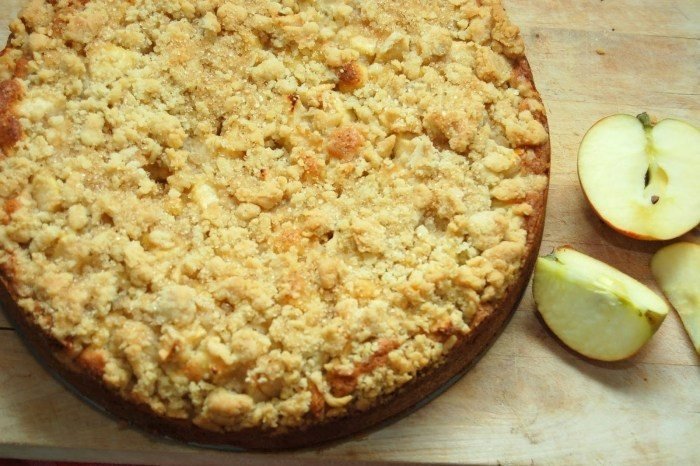veganska recept på kakor marsipan äpple streusel tårta