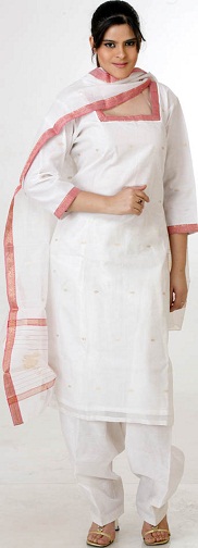 Valkoinen Chanderi Salwar -puku