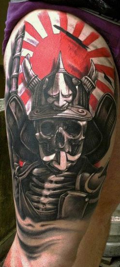 Samurai Skull Tattoo Design With κράνος