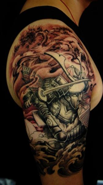 Half Sleeve Samurai Tattoo Designs For Men