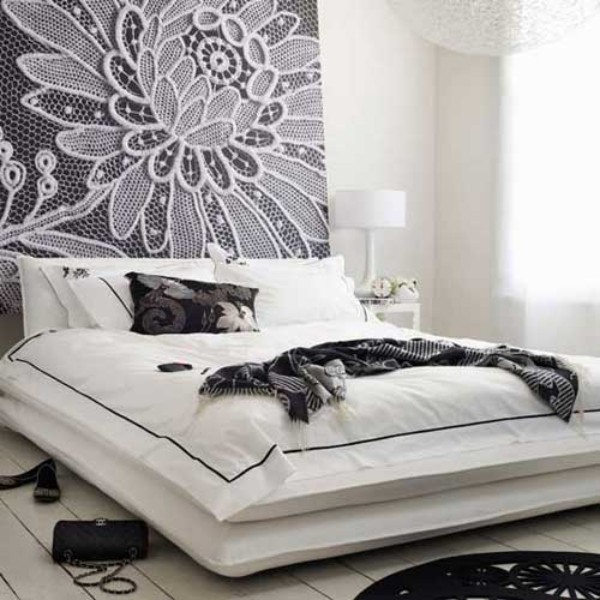 vintage dekoration moderna sovrumsdesigner i svart och vitt