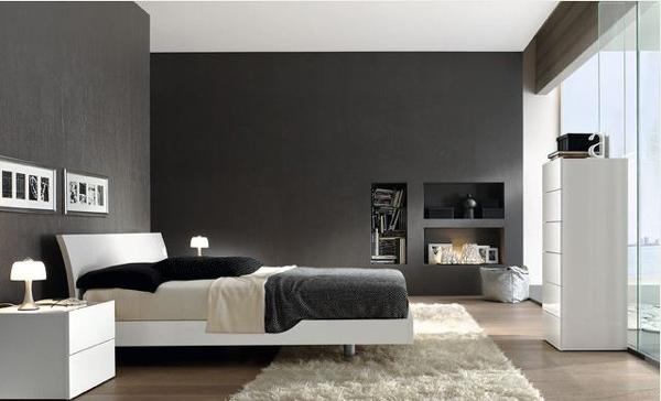 Skjutglas moderna sovrumsdesigner i svart och vitt